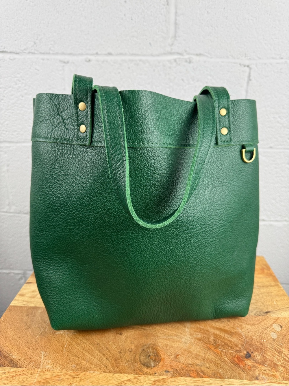 Portland Leather Goods Montana Green Pebbled Leather Tote Bag Shoulder Bag